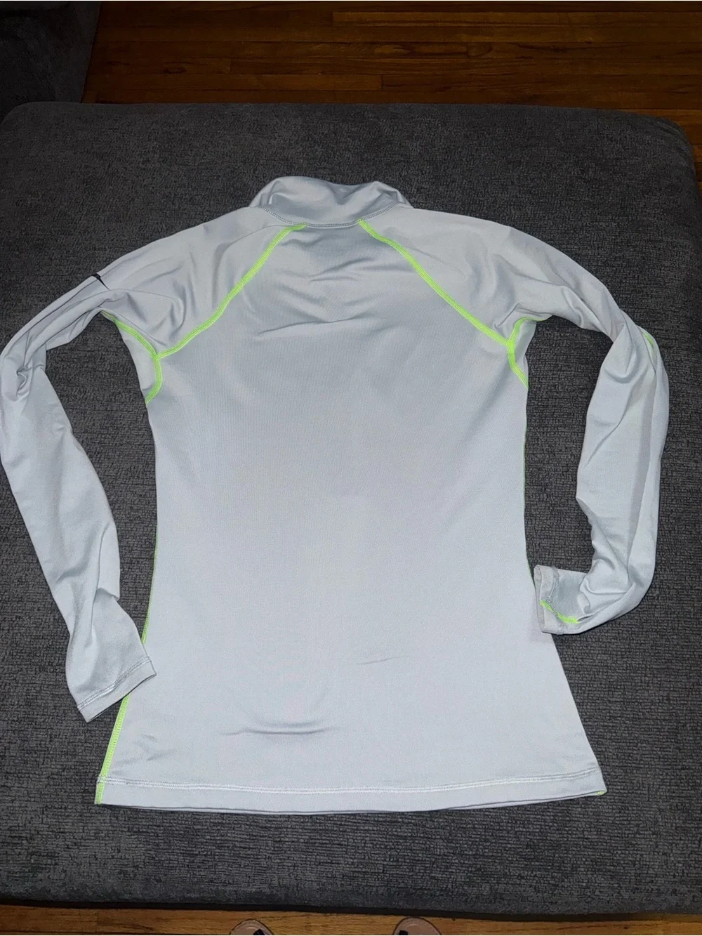 Nike Pro Dri-FIT 1/2 Zip Running Training Top Gray Neon Green Women’s M